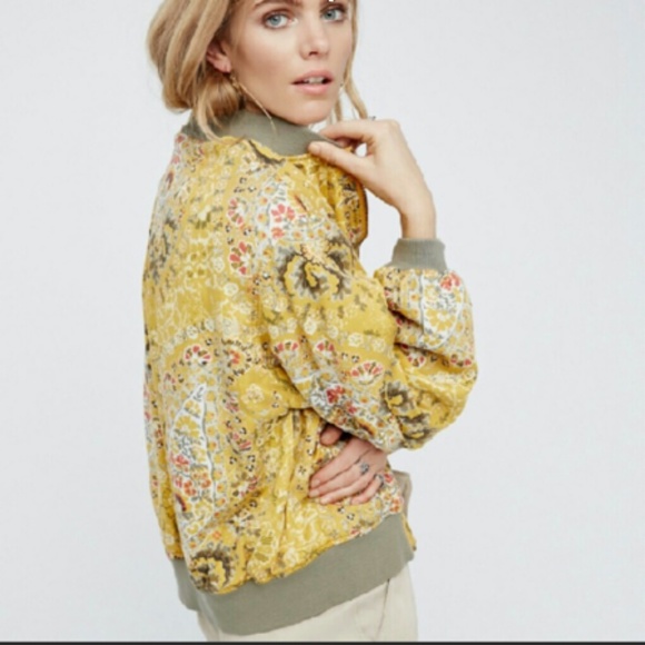 Free People Jackets & Blazers - NWOT Free People - Boho Print Bomber Jacket - L